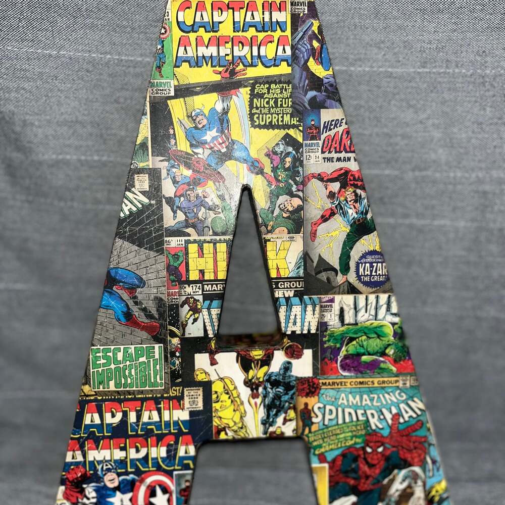 Marvel Retro Comics Wooden Letter A Wall Decor Hanging Art 10 inch